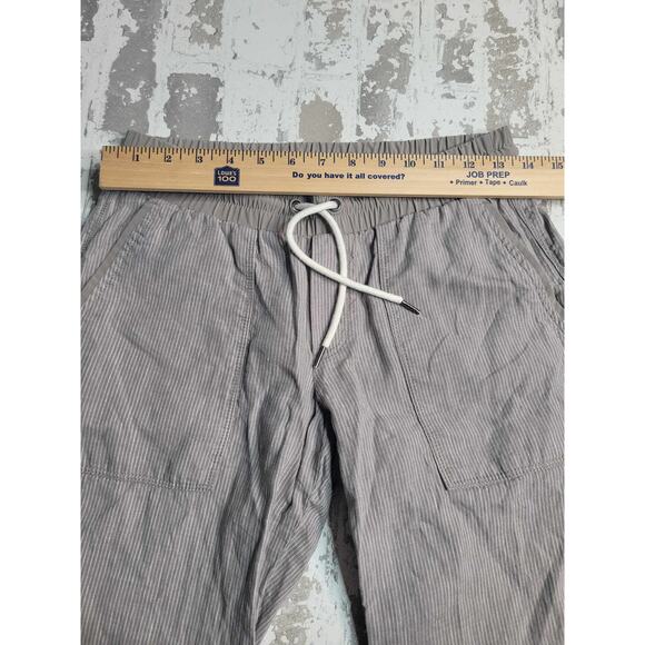 2697 Athleta 100% Linen Gray Pinstripe High Rise Straight Leg Pants Size 4P - Picture 4 of 6